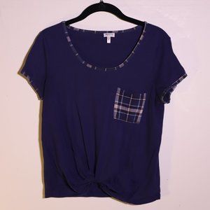 Navy Blue Twisted Crop